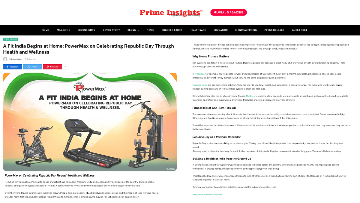 A Fit India Begins at Home: PowerMax on Celebrating Republic Day Through Health and Wellness