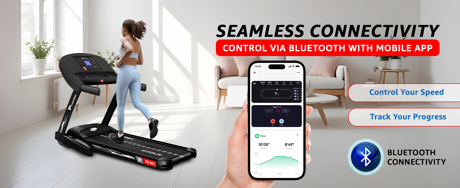 PowerMax TD-M1 Motorized Treadmill with Android and iOS App