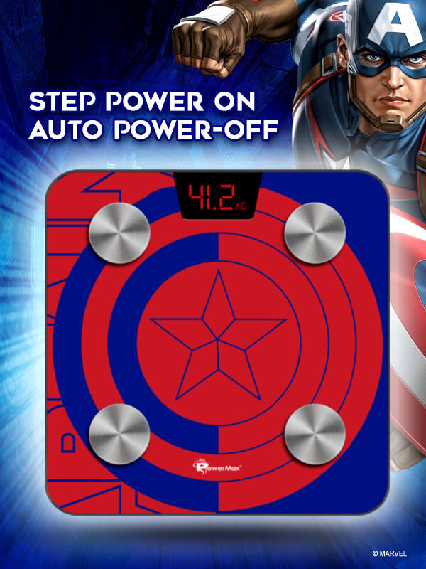 buy powermax x marvel bca-130 captain america edition bluetooth smart scale