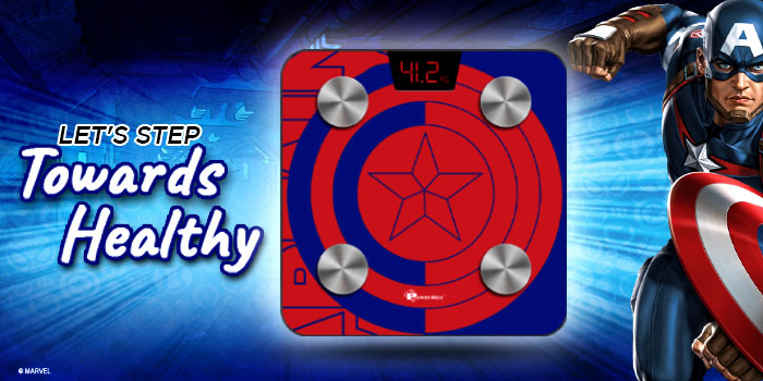 buy powermax x marvel bca-130 captain america edition bluetooth smart scale