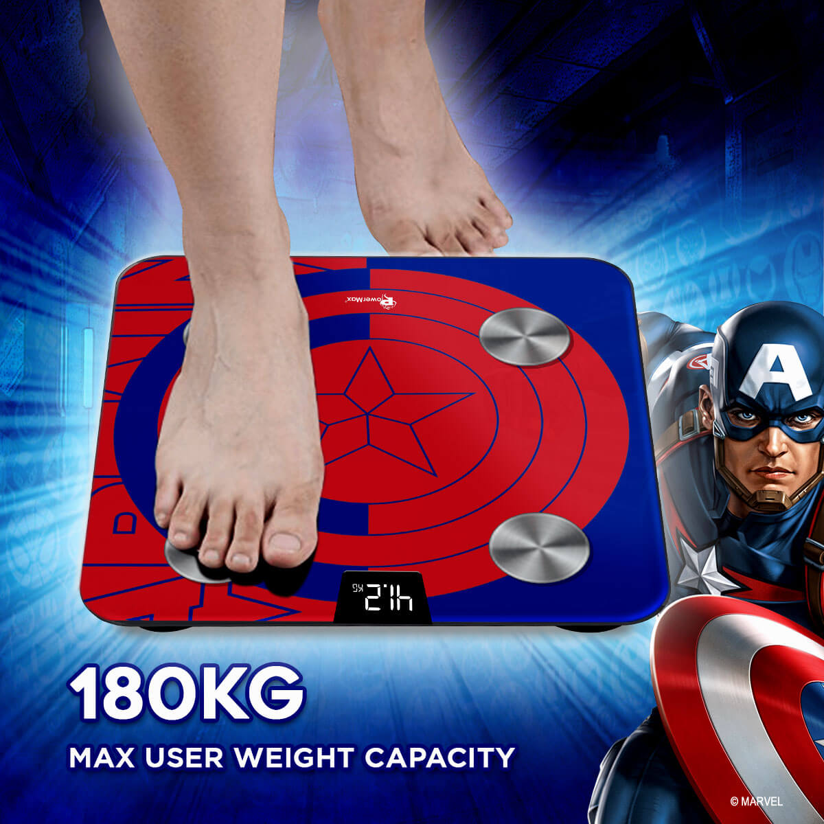 buy powermax x marvel bca-130 captain america edition bluetooth smart scale