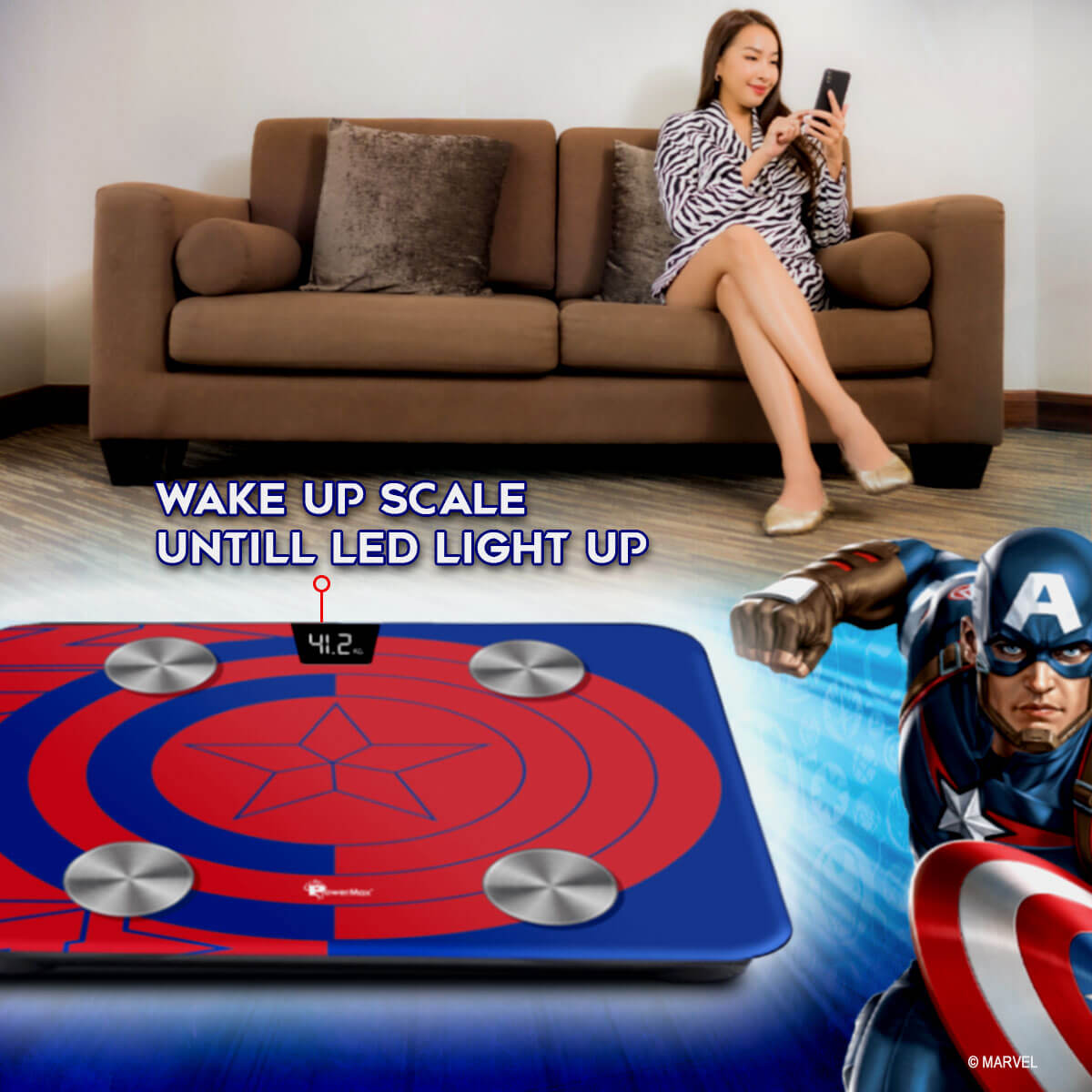 buy powermax x marvel bca-130 captain america edition bluetooth smart scale