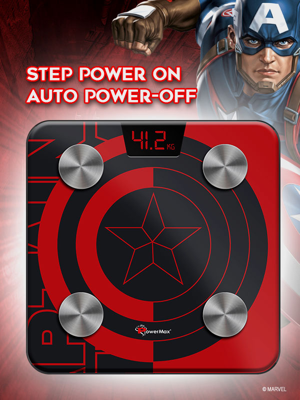 buy powermax x marvel bca-130 captain america edition bluetooth smart scale