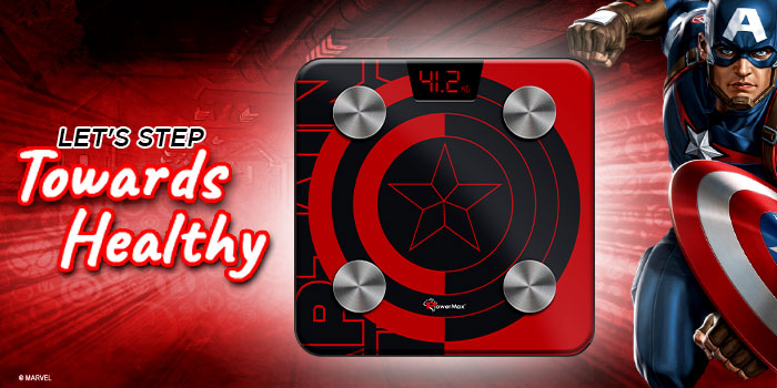 buy powermax x marvel bca-130 captain america edition bluetooth smart scale