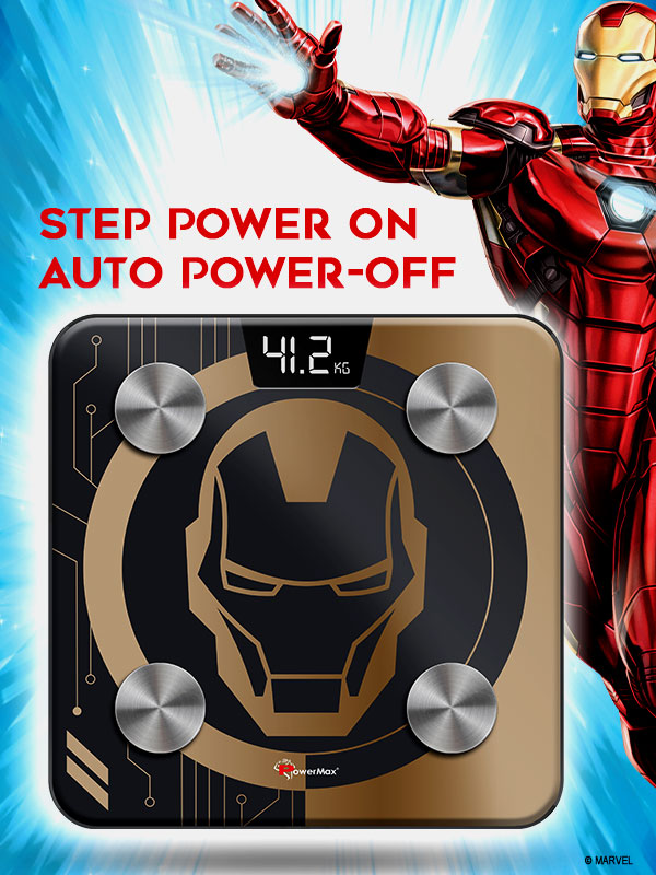 buy powermax x marvel bca-130 iron man edition bluetooth smart scale