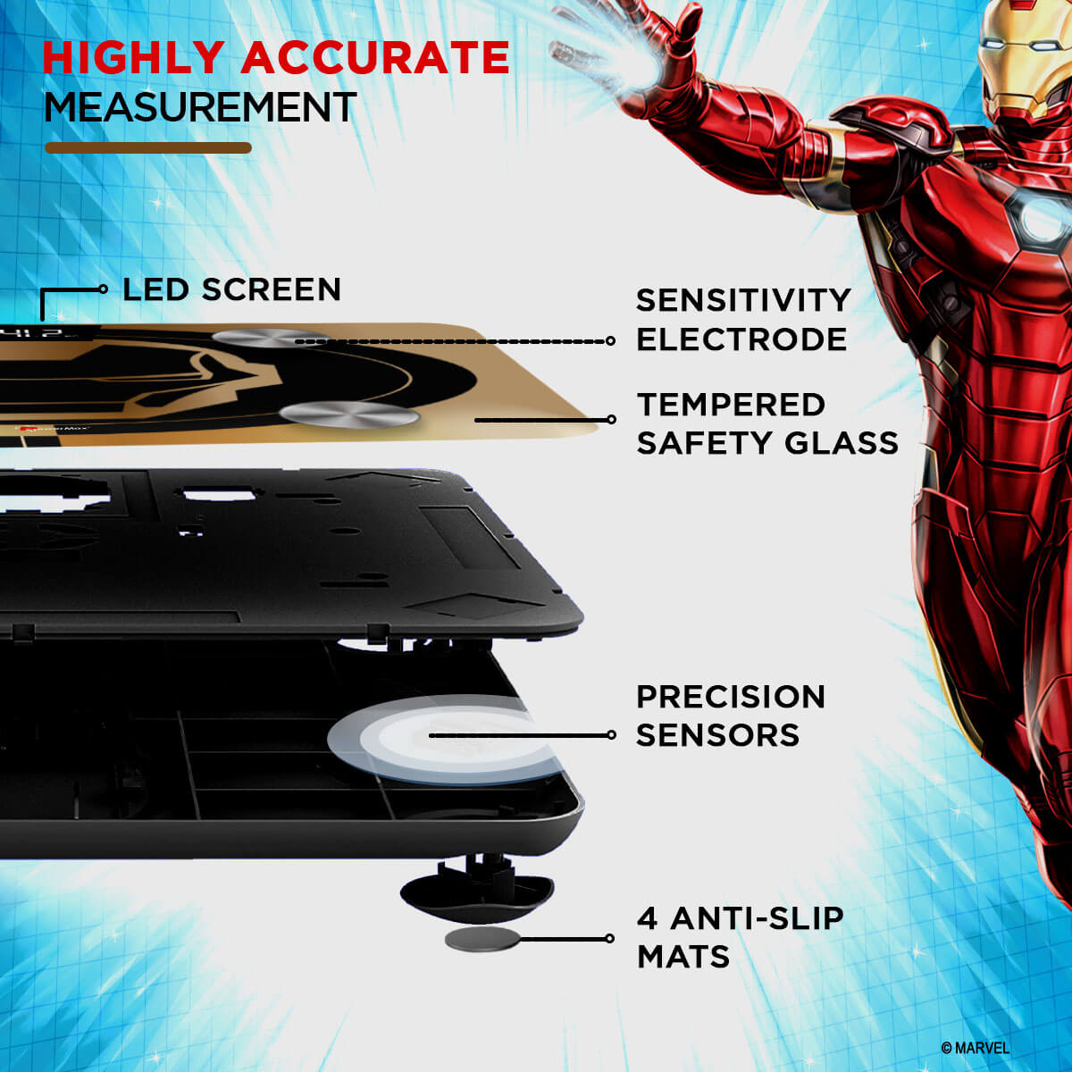 buy powermax x marvel bca-130 iron man edition bluetooth smart scale