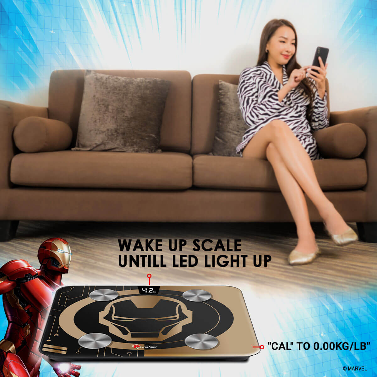 buy powermax x marvel bca-130 iron man edition bluetooth smart scale