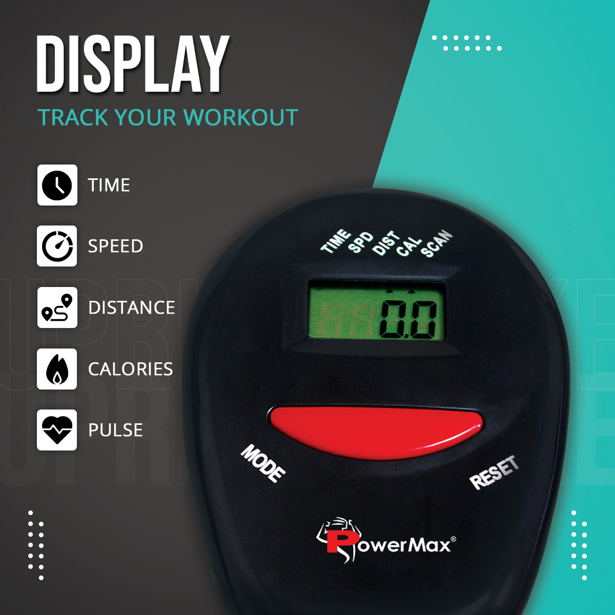 PowerMax Fitness BU-300 Exercise Upright Bike with LCD Display & Heart Rate sensors for Home Workout