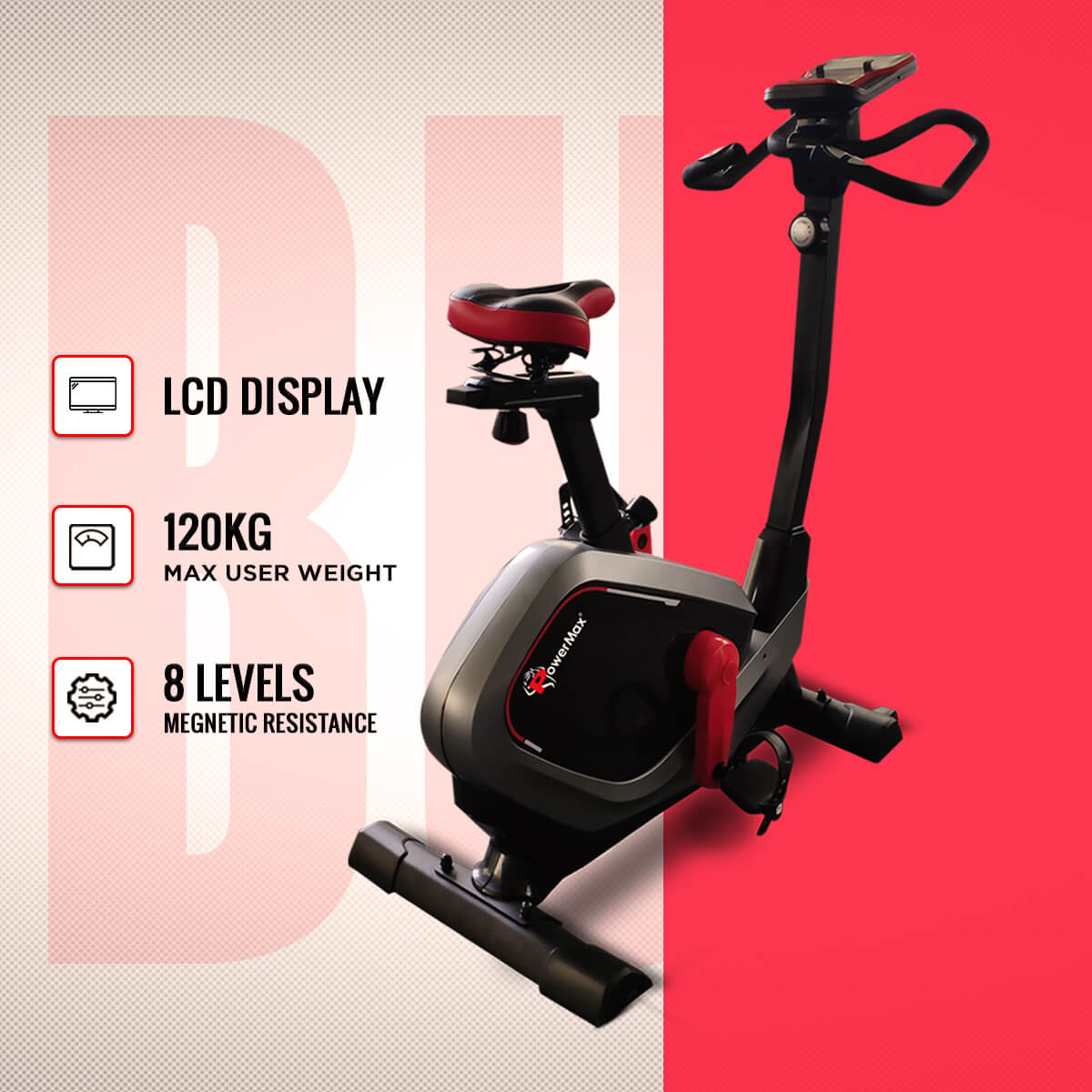 PowerMax Fitness BU-650 Magnetic Upright Exercise Bike