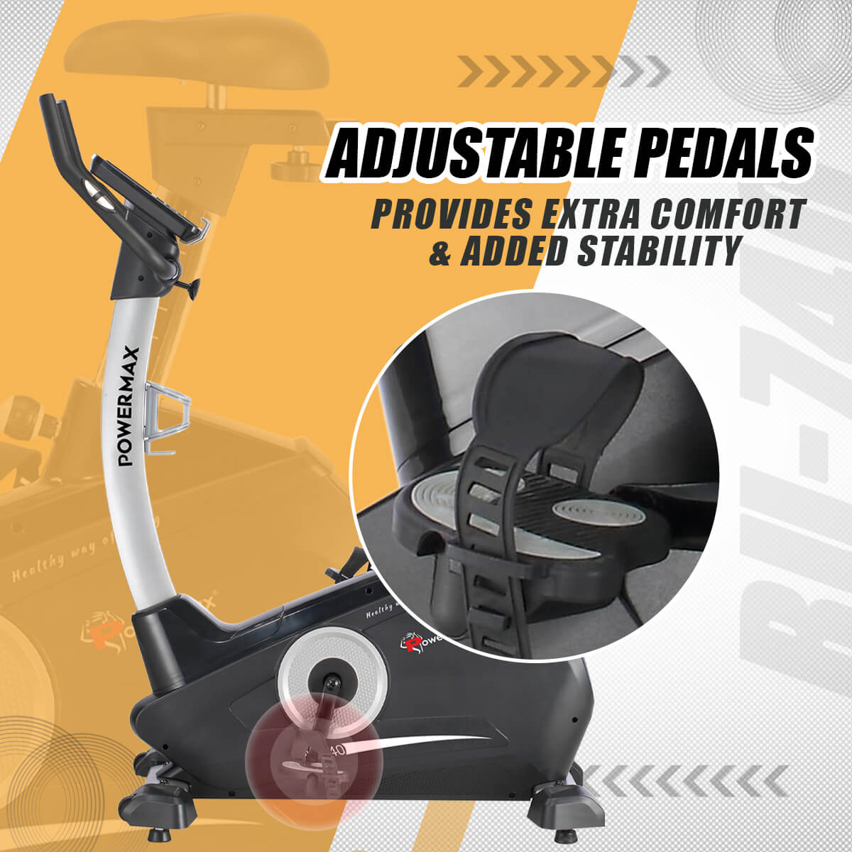 PowerMax Fitness BU-740 Upright Exercise Bike with Hand Pulse