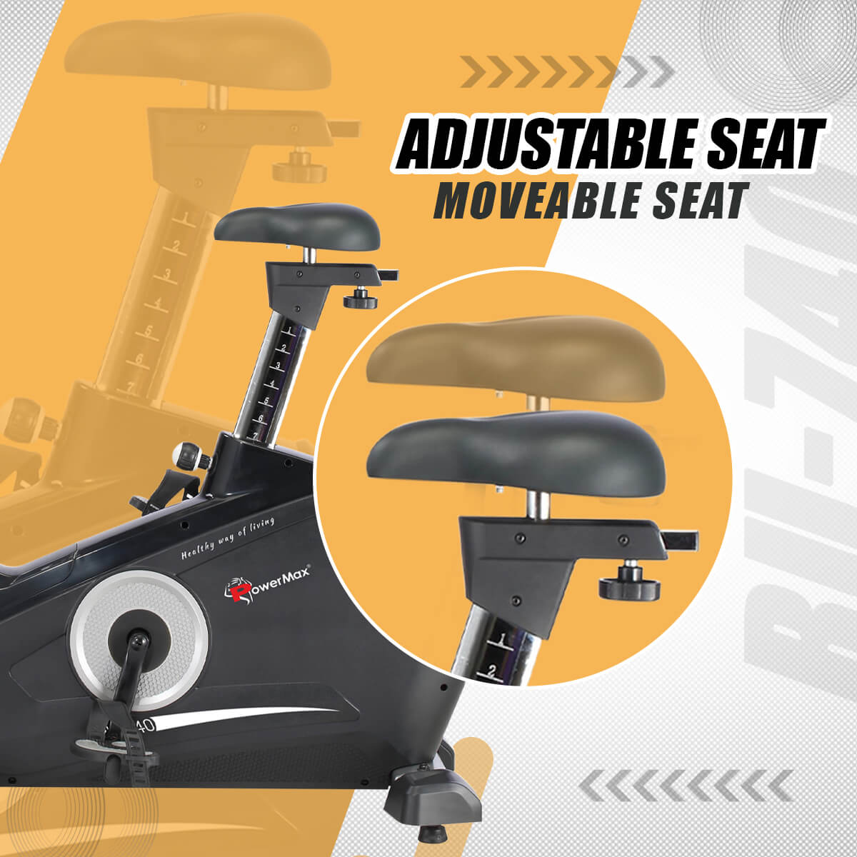 PowerMax Fitness BU-740 Upright Exercise Bike with Hand Pulse
