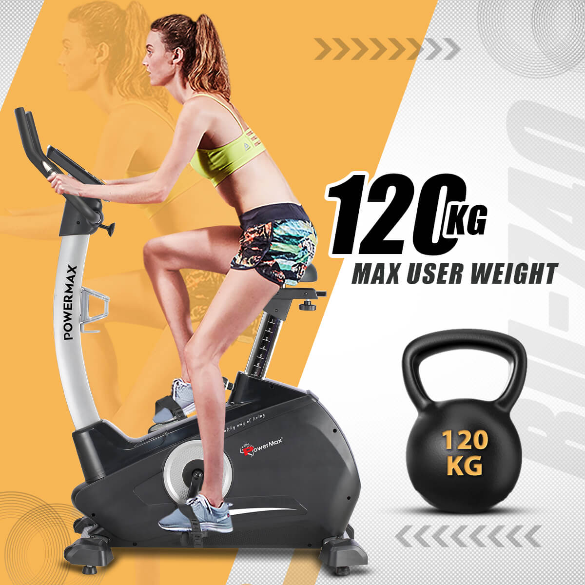 PowerMax Fitness BU-740 Upright Exercise Bike with Hand Pulse