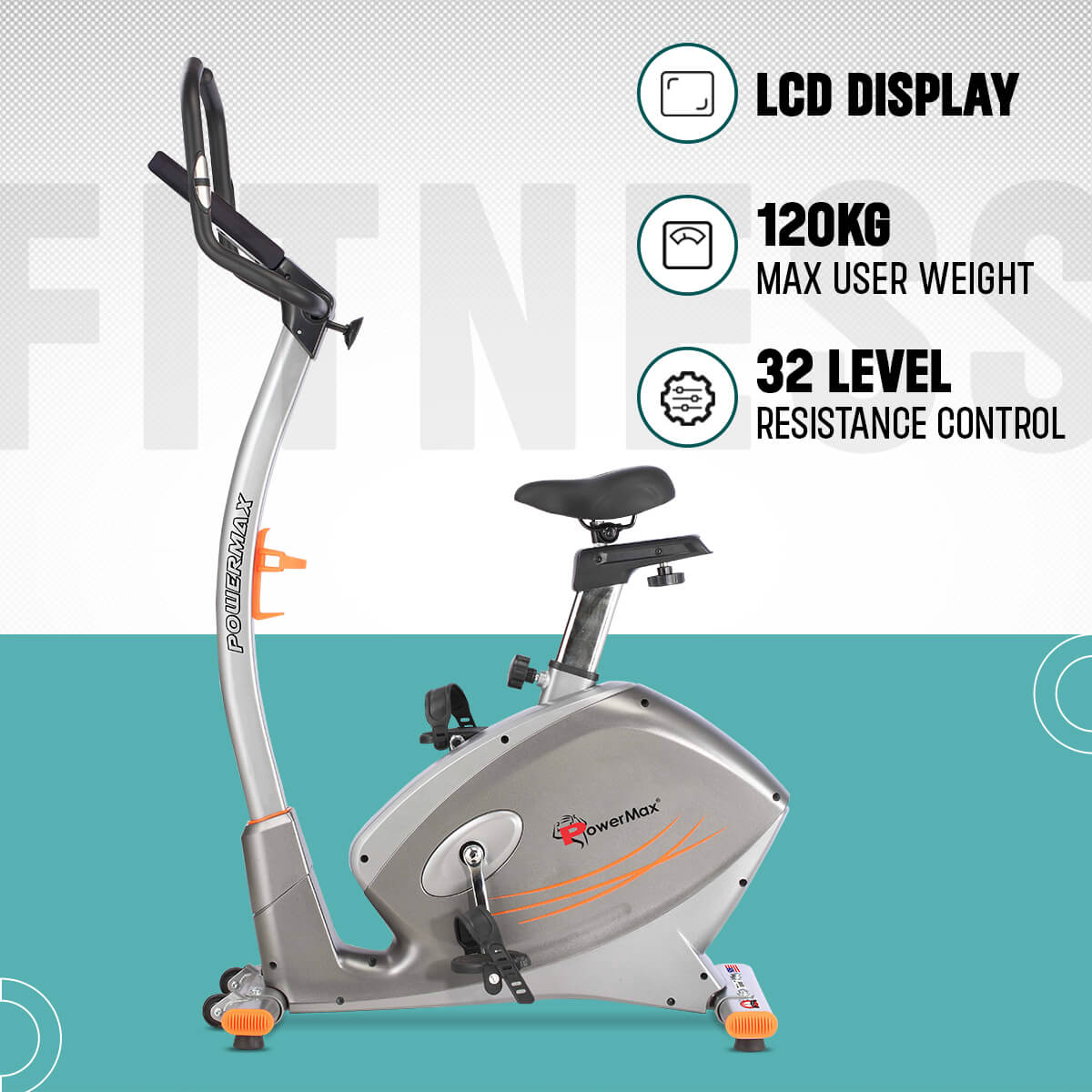 PowerMax Fitness BU-750 Upright Exercise Bike with Hand Pulse