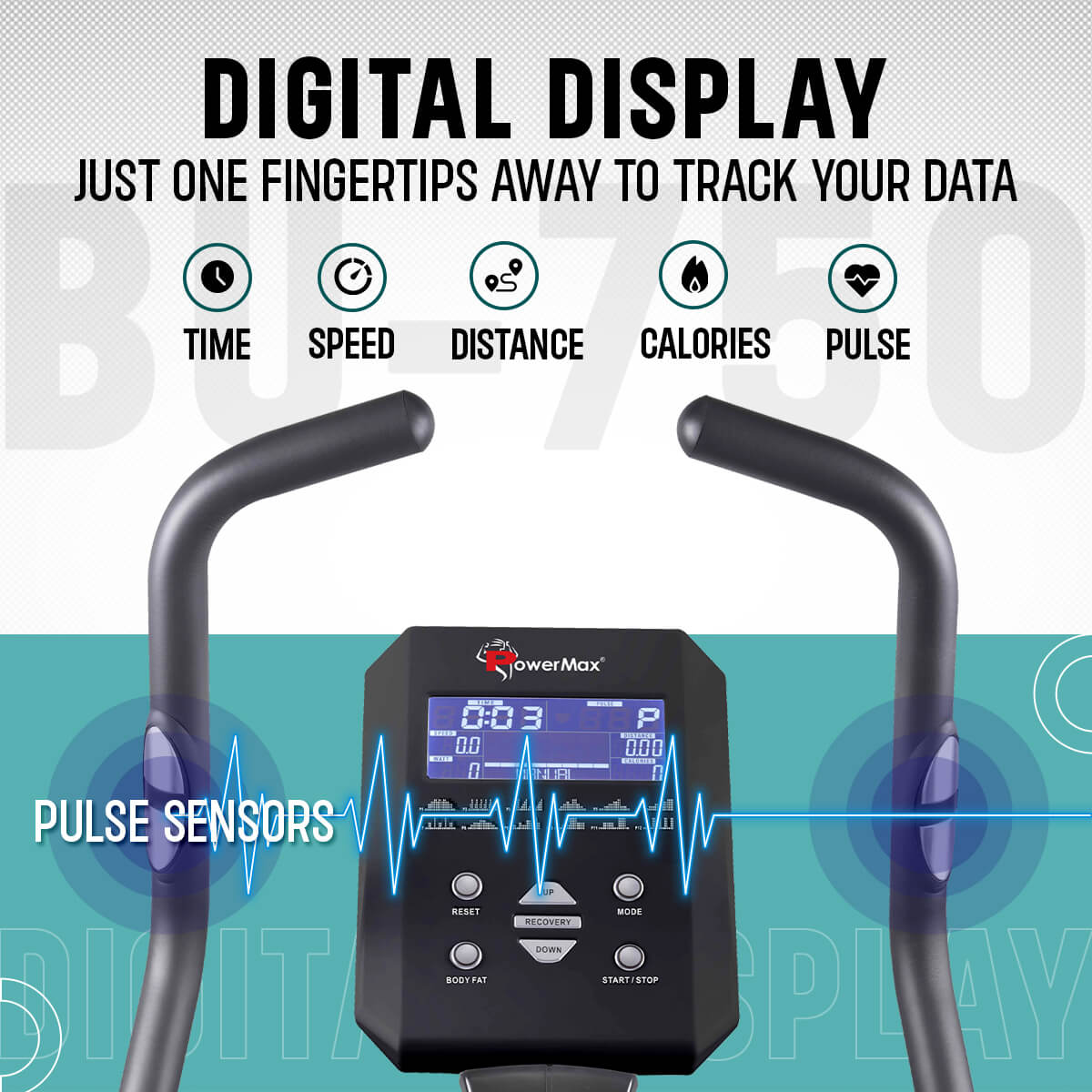 PowerMax Fitness BU-750 Upright Exercise Bike with Hand Pulse