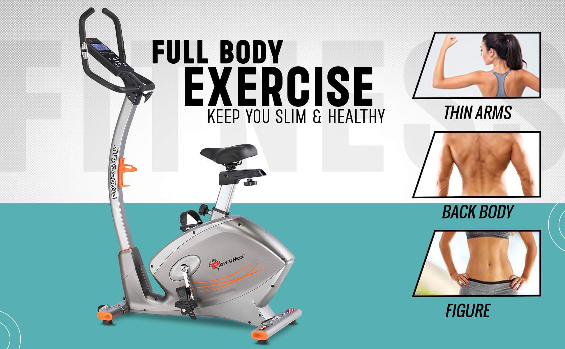 PowerMax Fitness BU-750 Upright Exercise Bike with Hand Pulse