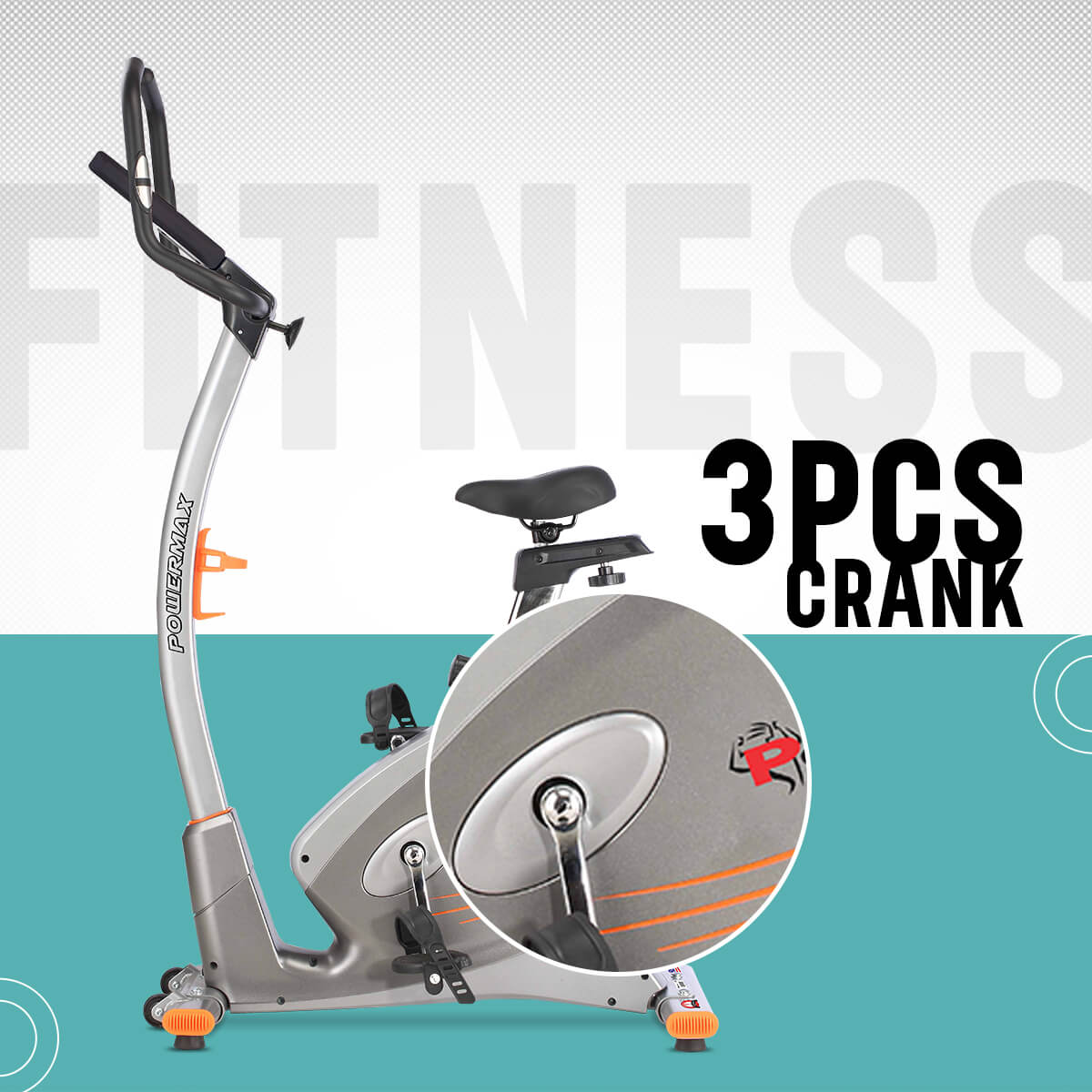 PowerMax Fitness BU-750 Upright Exercise Bike with Hand Pulse