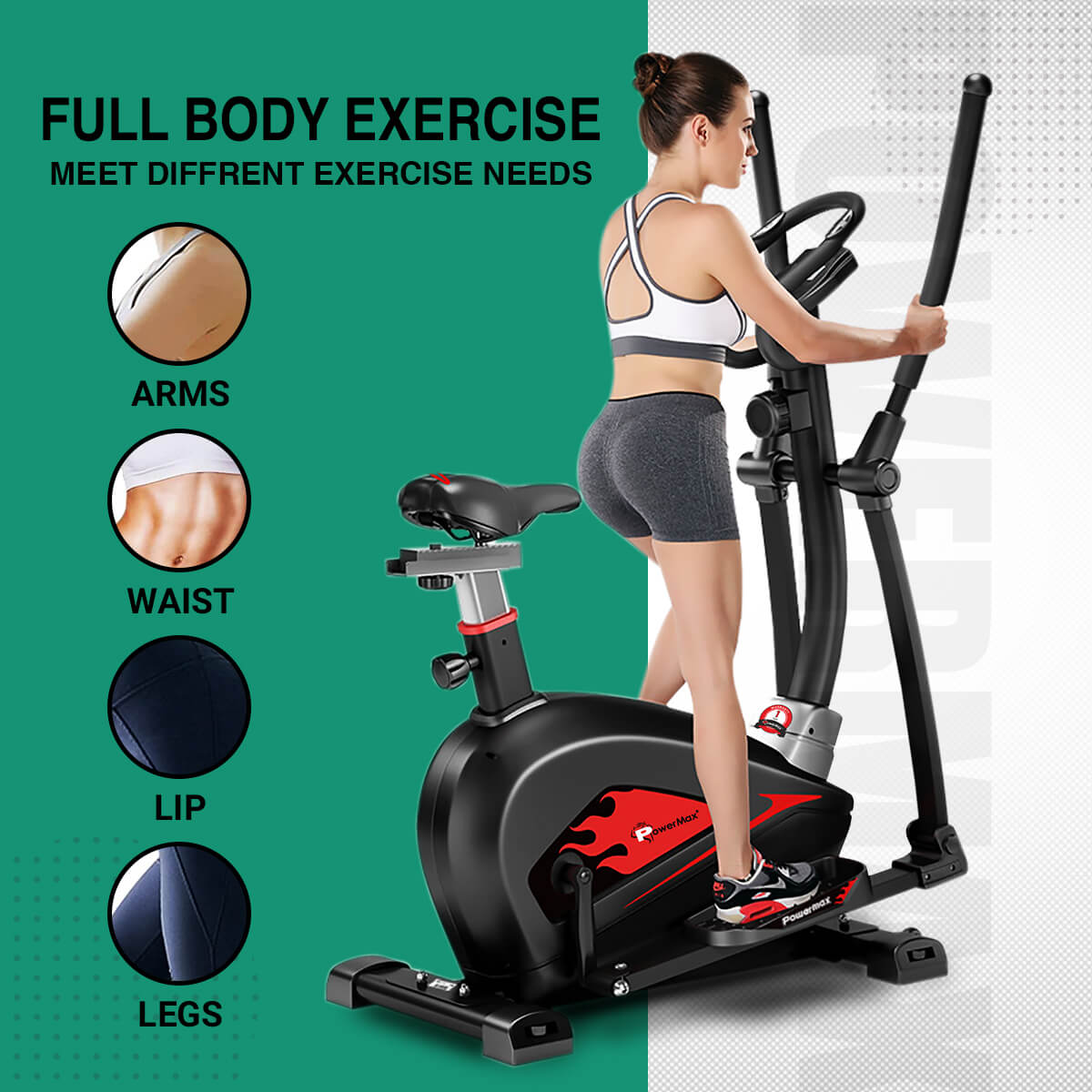 Buy Powermax Fitness EH-350S Magnetic Elliptical Cross Trainer with Soft Seat