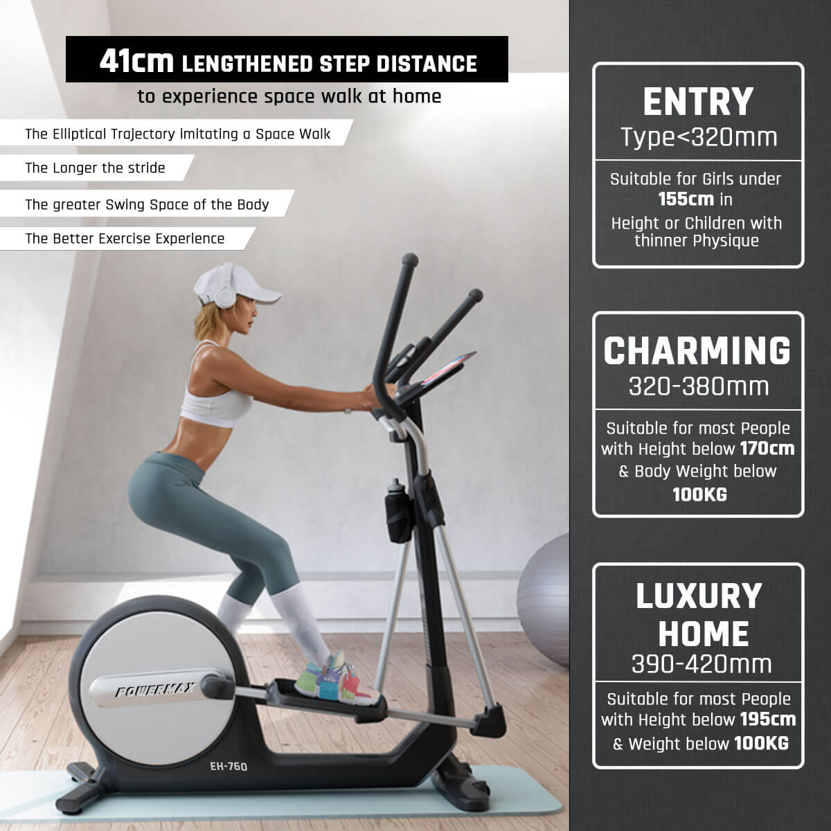 Buy Powermax Fitness EH-760 Elliptical Cross Trainer with Water Bottle Cage