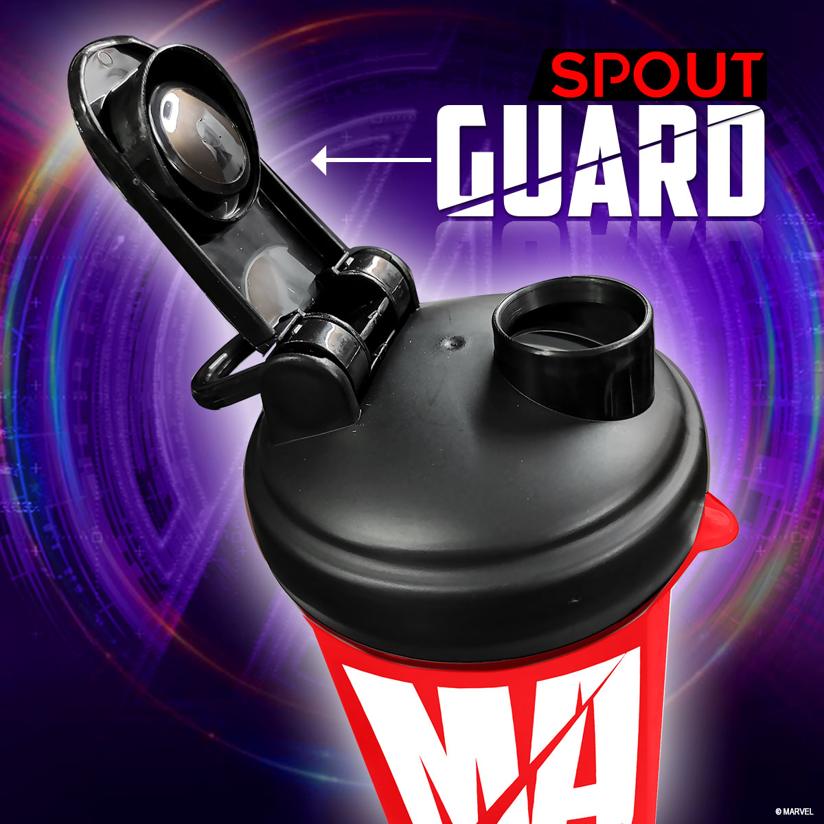 buy powermax x marvel msb-6s-m-red (600ml) marvel protein shaker bottle with single storage
