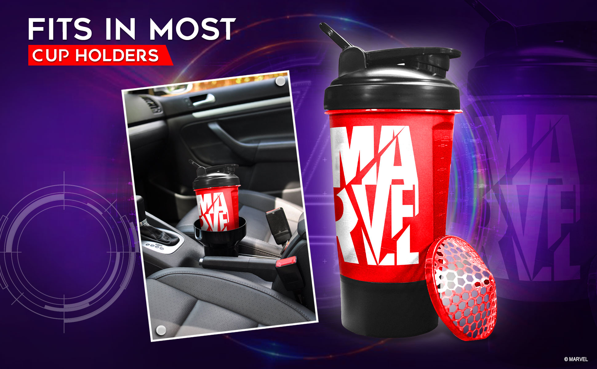 buy powermax x marvel msb-6s-m-red (600ml) marvel protein shaker bottle with single storage