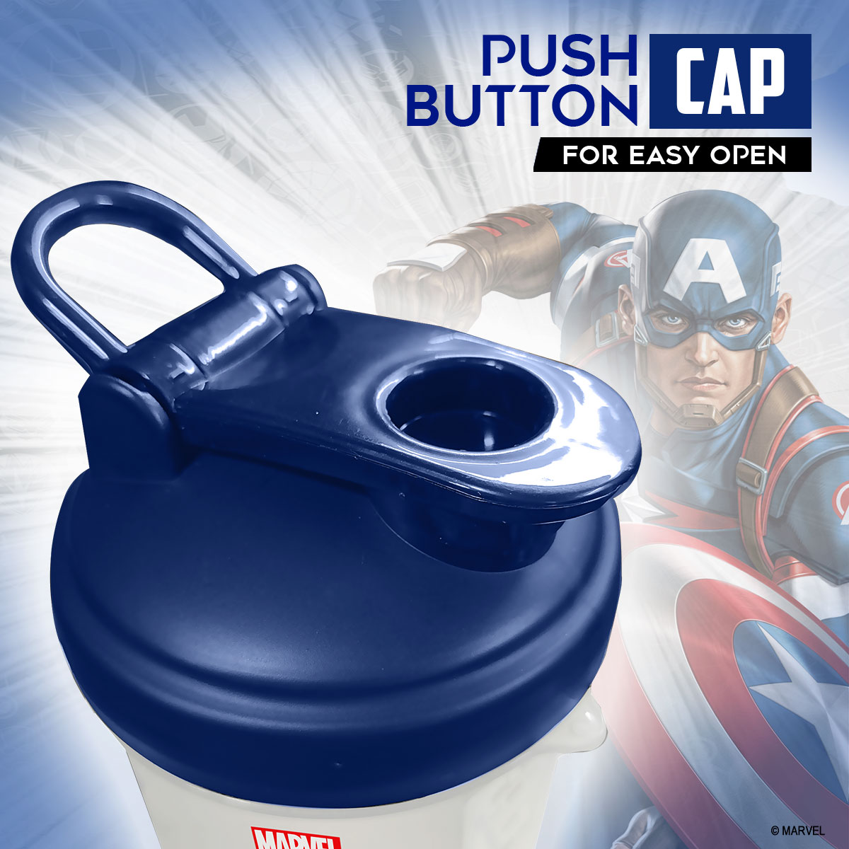 buy powermax x marvel msb-6s-ca-clear (600ml) captain america marvel edition protein shaker bottle with single storage