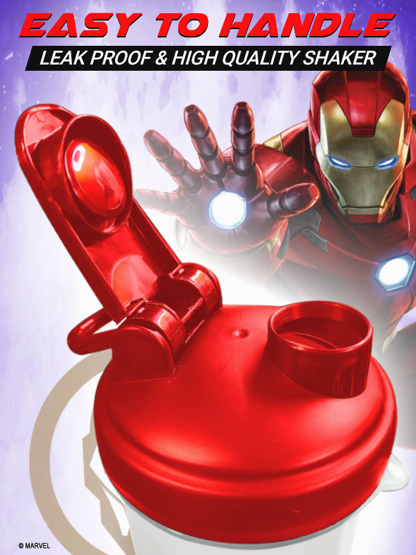 buy powermax x marvel msb-6s-im-clear (600ml) ironman marvel edition protein shaker bottle with single storage