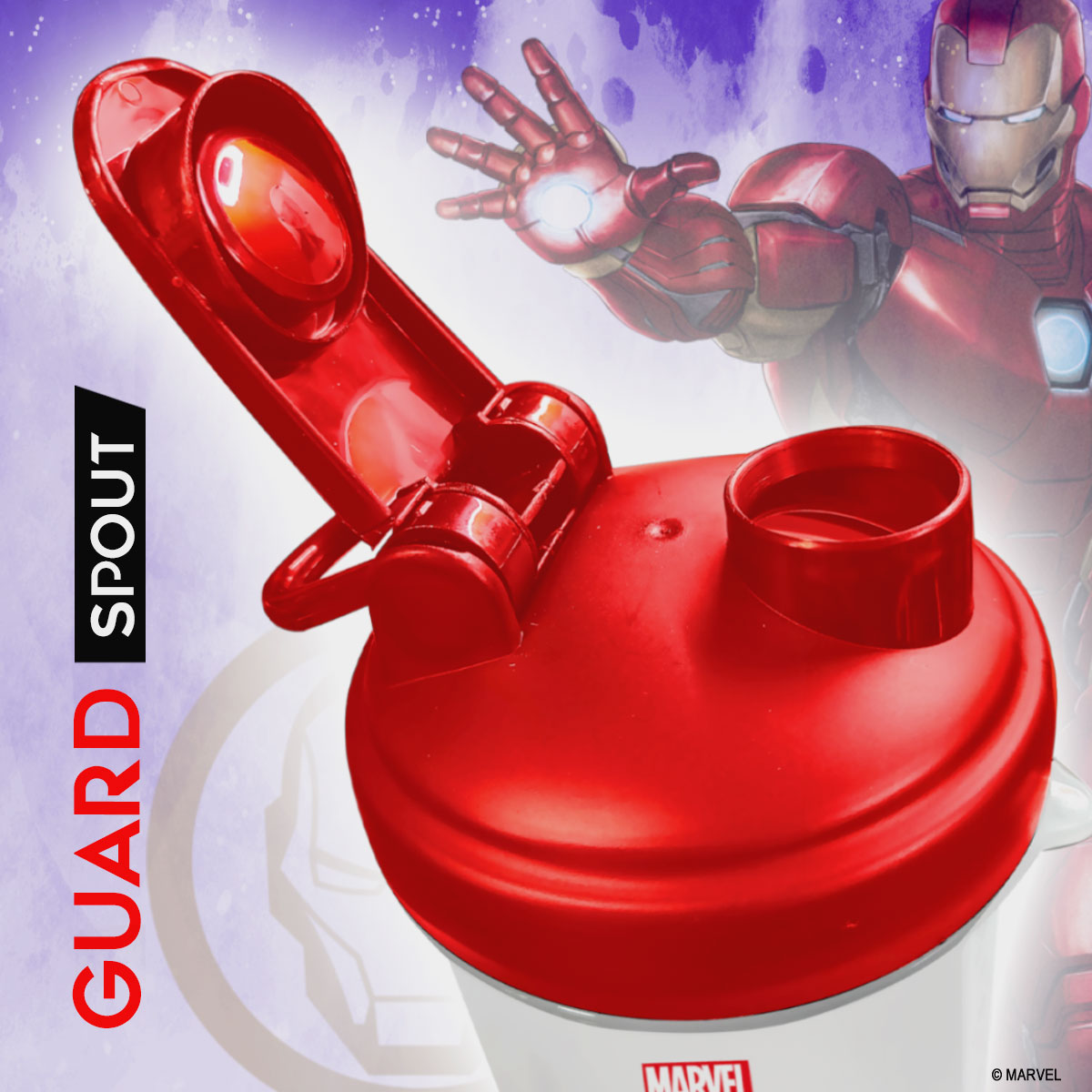 buy powermax x marvel msb-6s-im-clear (600ml) ironman marvel edition protein shaker bottle with single storage