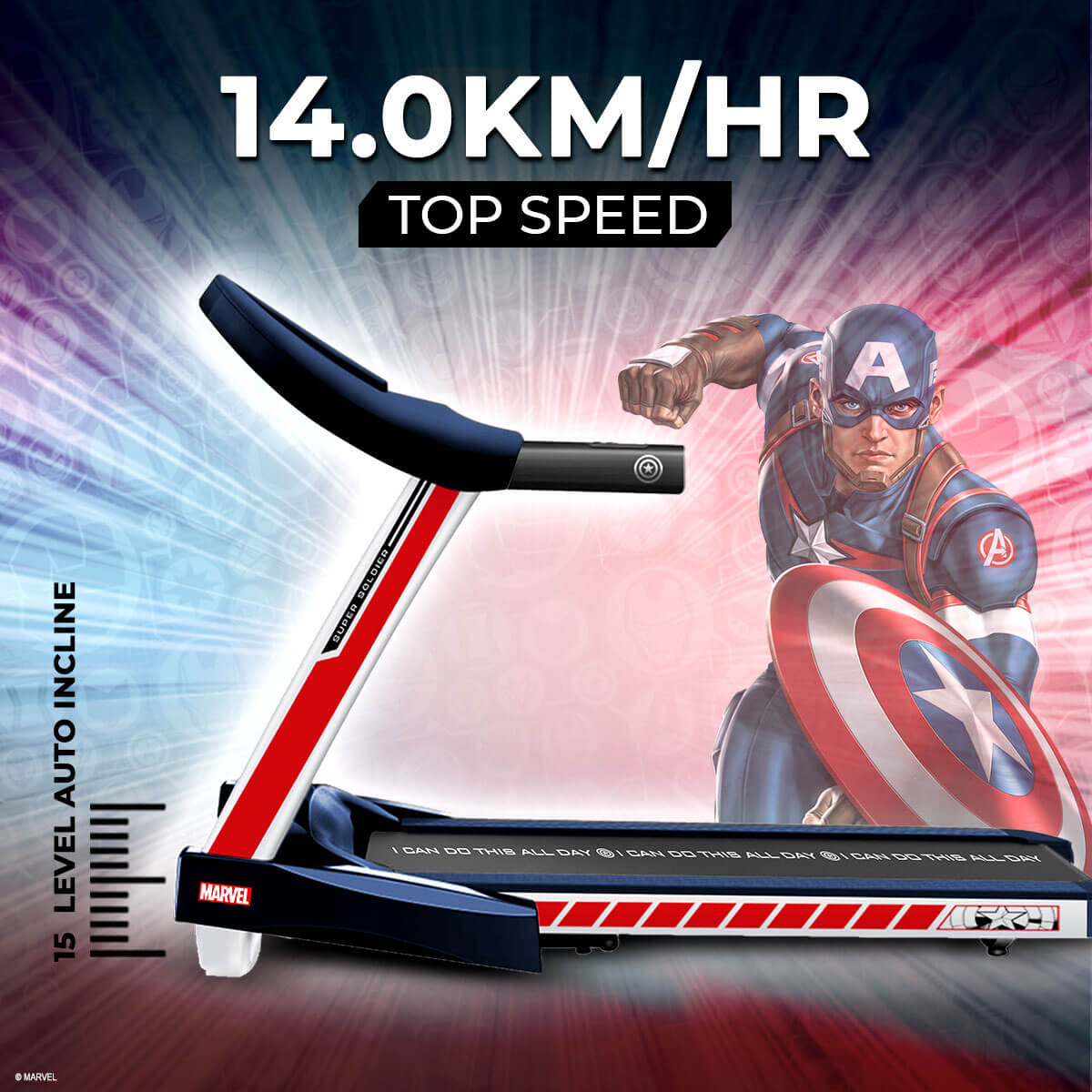 buy powermax x marvel mt-1a motorized treadmill with android & ios application