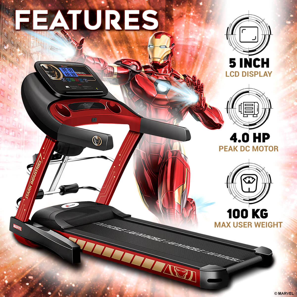 buy powermax x marvel mt-1m motorized treadmill with android & ios application