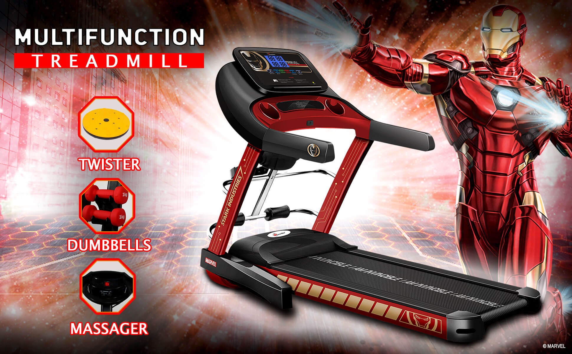 buy powermax x marvel mt-1m motorized treadmill with android & ios application