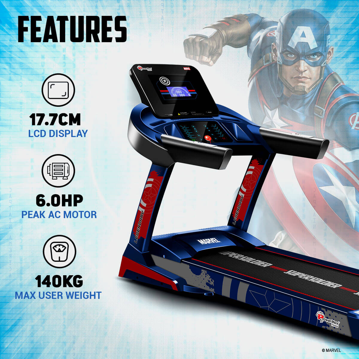 buy powermax x marvel mtc-3600 ac motorized treadmill with auto lubrication and auto incline