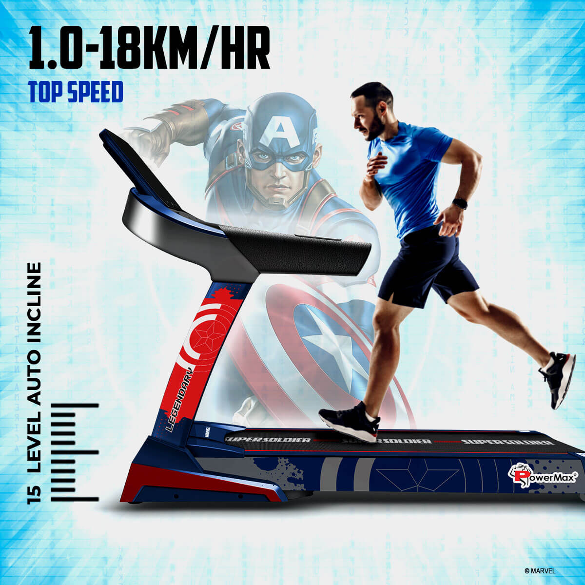 buy powermax x marvel mtc-3600 ac motorized treadmill with auto lubrication and auto incline
