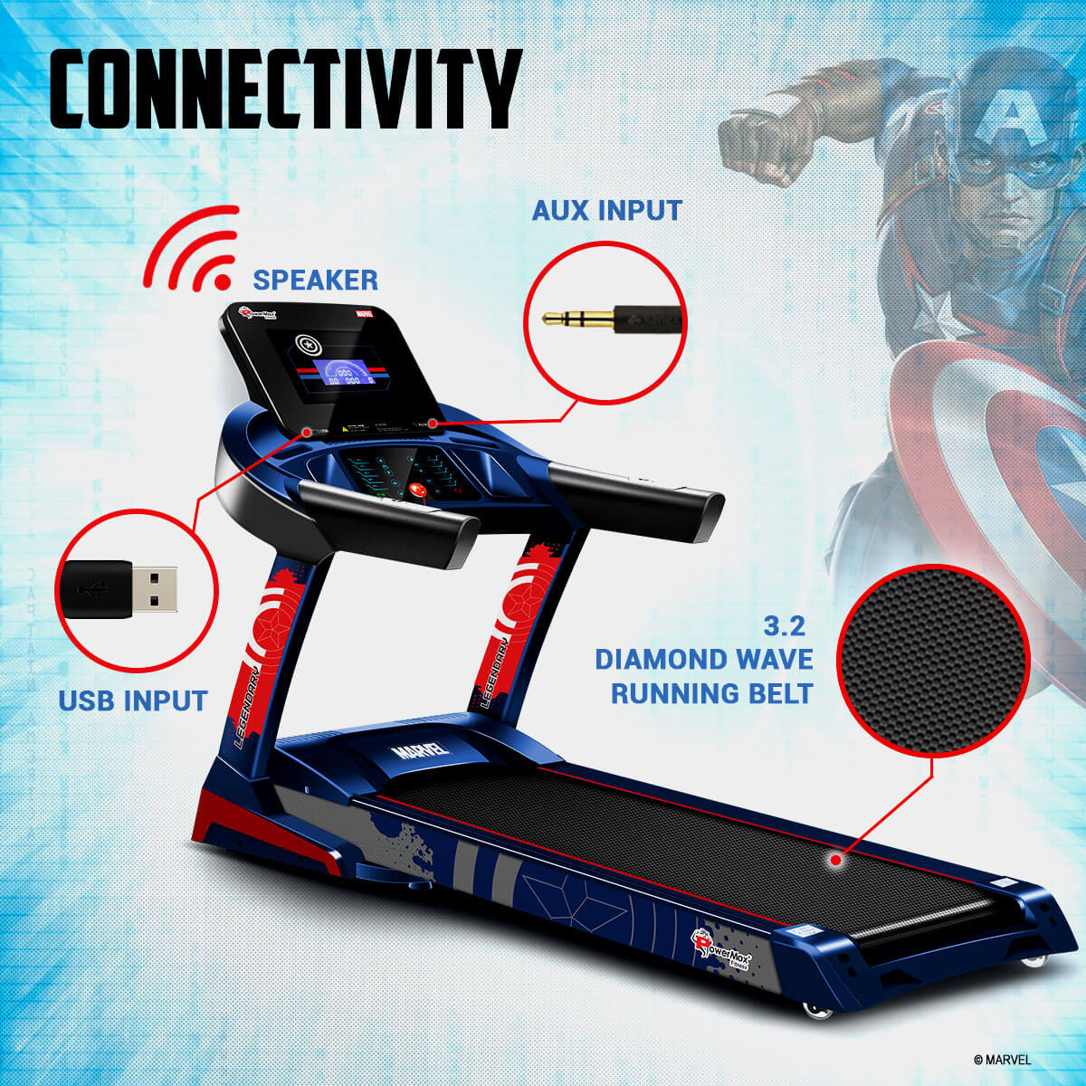 buy powermax x marvel mtc-3600 ac motorized treadmill with auto lubrication and auto incline