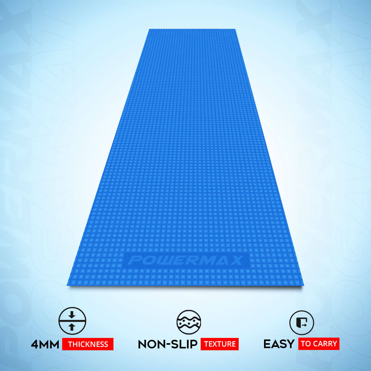 buy powermax 4mm thick premium exercise blue color yoga mat