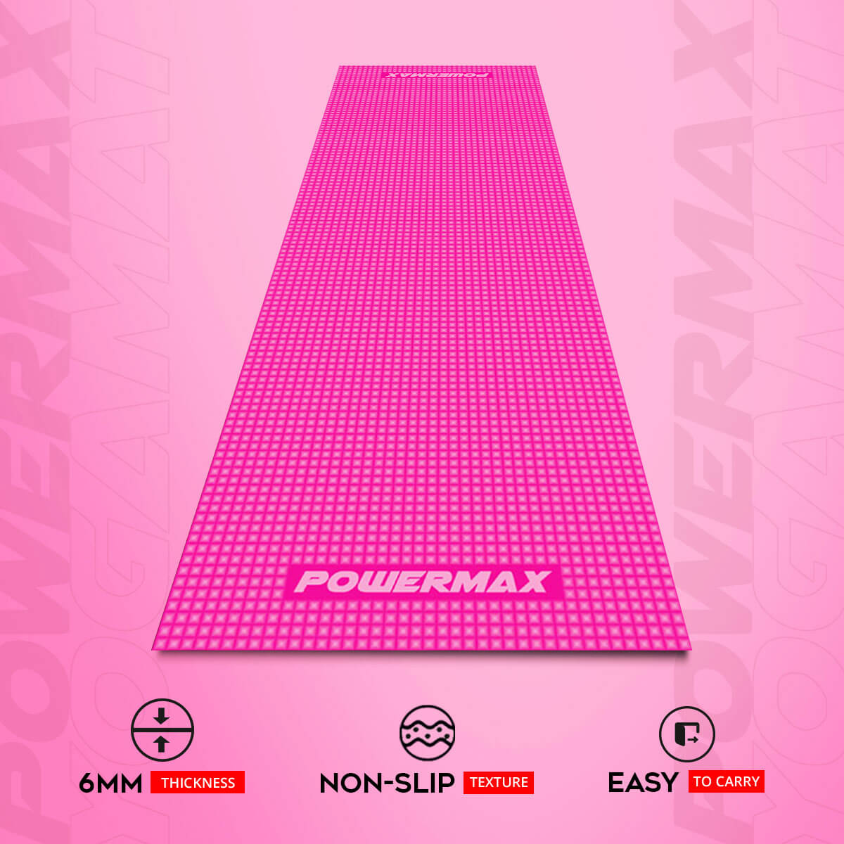 buy powermax 6mm thick premium exercise pink color yoga mat