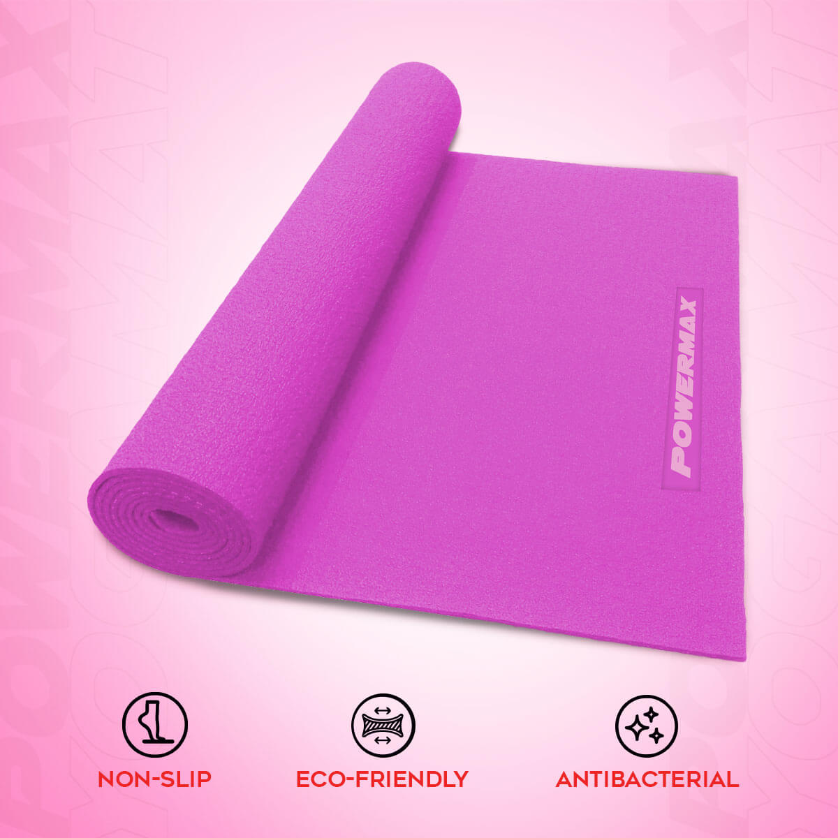 buy powermax 6mm thick premium exercise pink color yoga mat