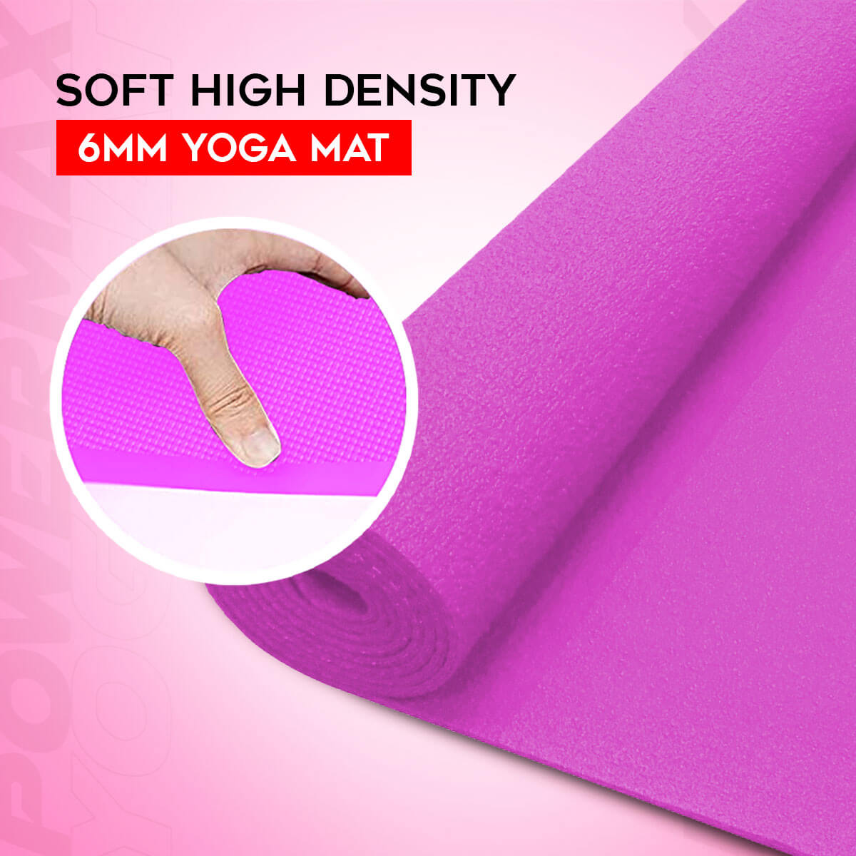 buy powermax 6mm thick premium exercise pink color yoga mat