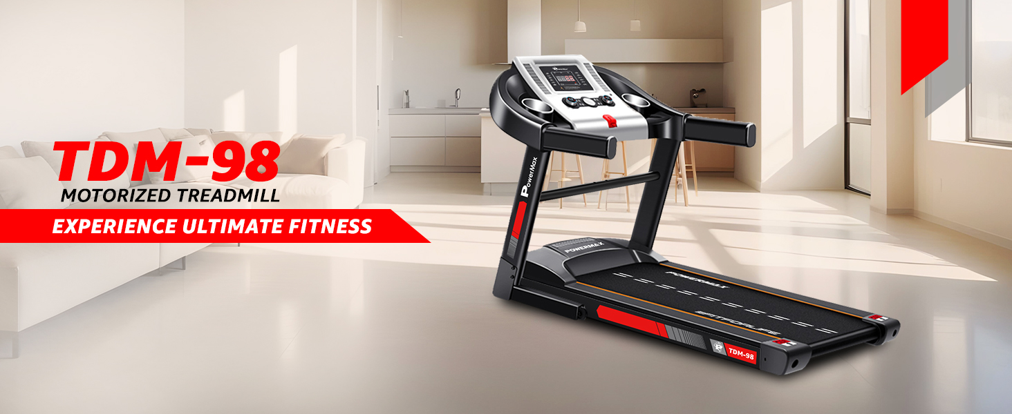 PowerMax Fitness TDM-98 Motorized Treadmill with Free Installation Assistance, Home Use & Automatic BMI Calc.