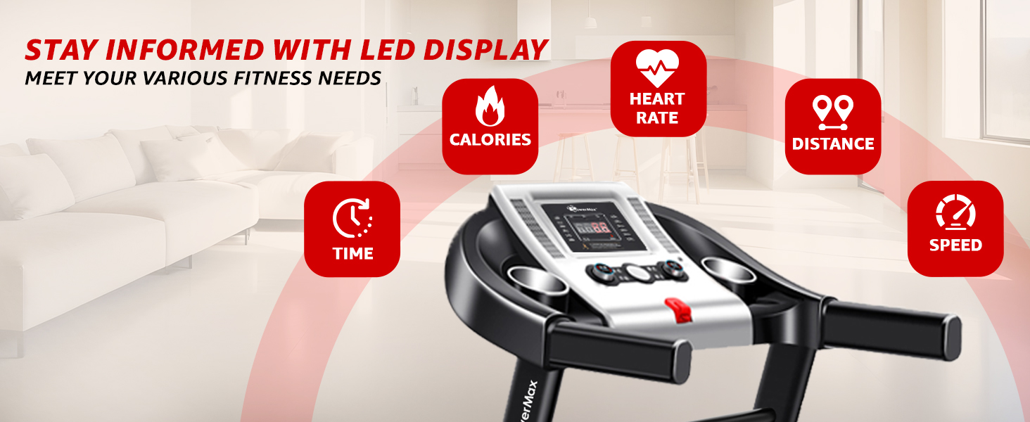 PowerMax Fitness TDM-98 Motorized Treadmill with Free Installation Assistance, Home Use & Automatic BMI Calc.
