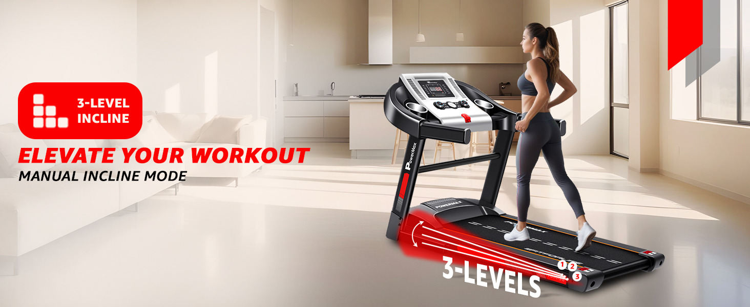 PowerMax Fitness TDM-98 Motorized Treadmill with Free Installation Assistance, Home Use & Automatic BMI Calc.