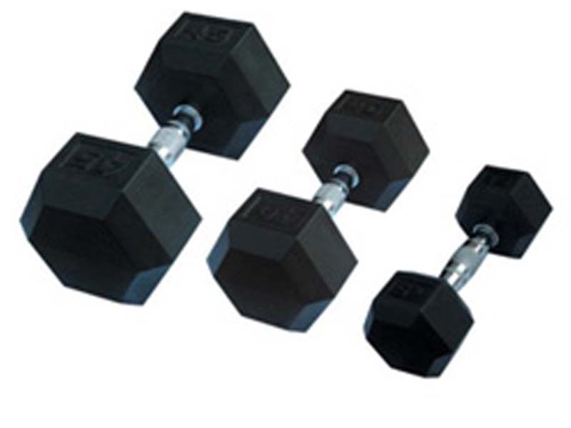 Rubber Coated Hexagon Dumbbells