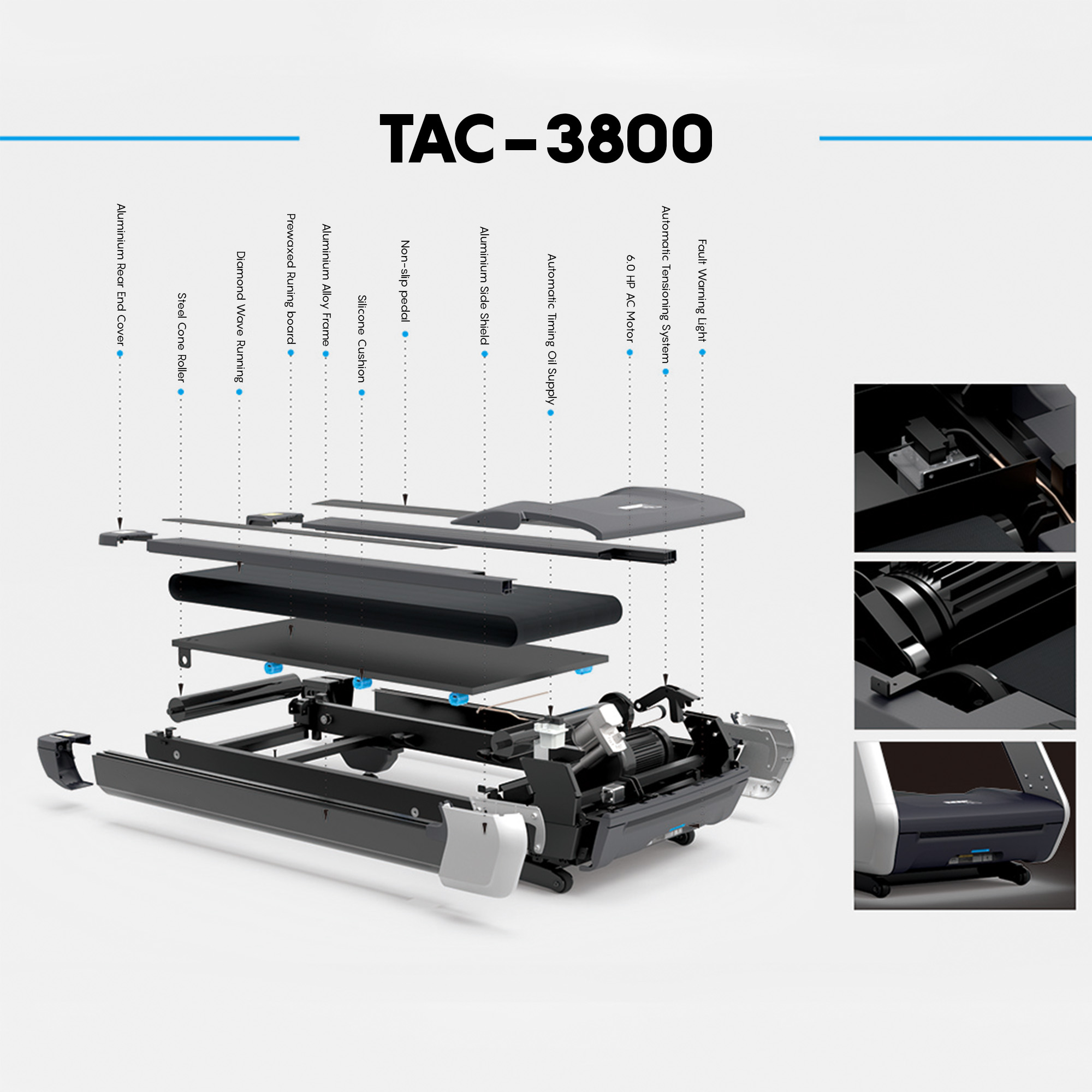 TAC-3800 Commercial Motorised AC Treadmill