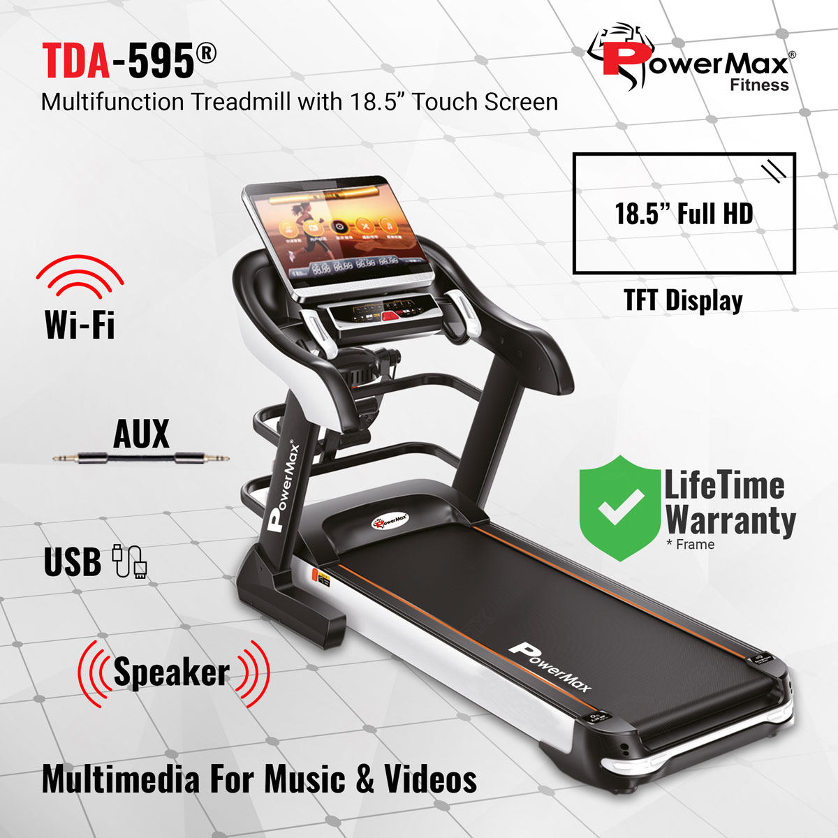 TDA-595 Multifunction Treadmill with 18.5