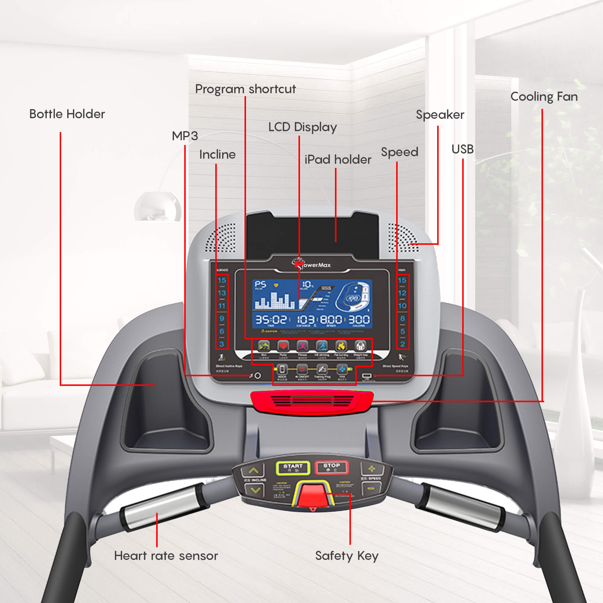 Semi-Commercial AC Motorized Treadmill