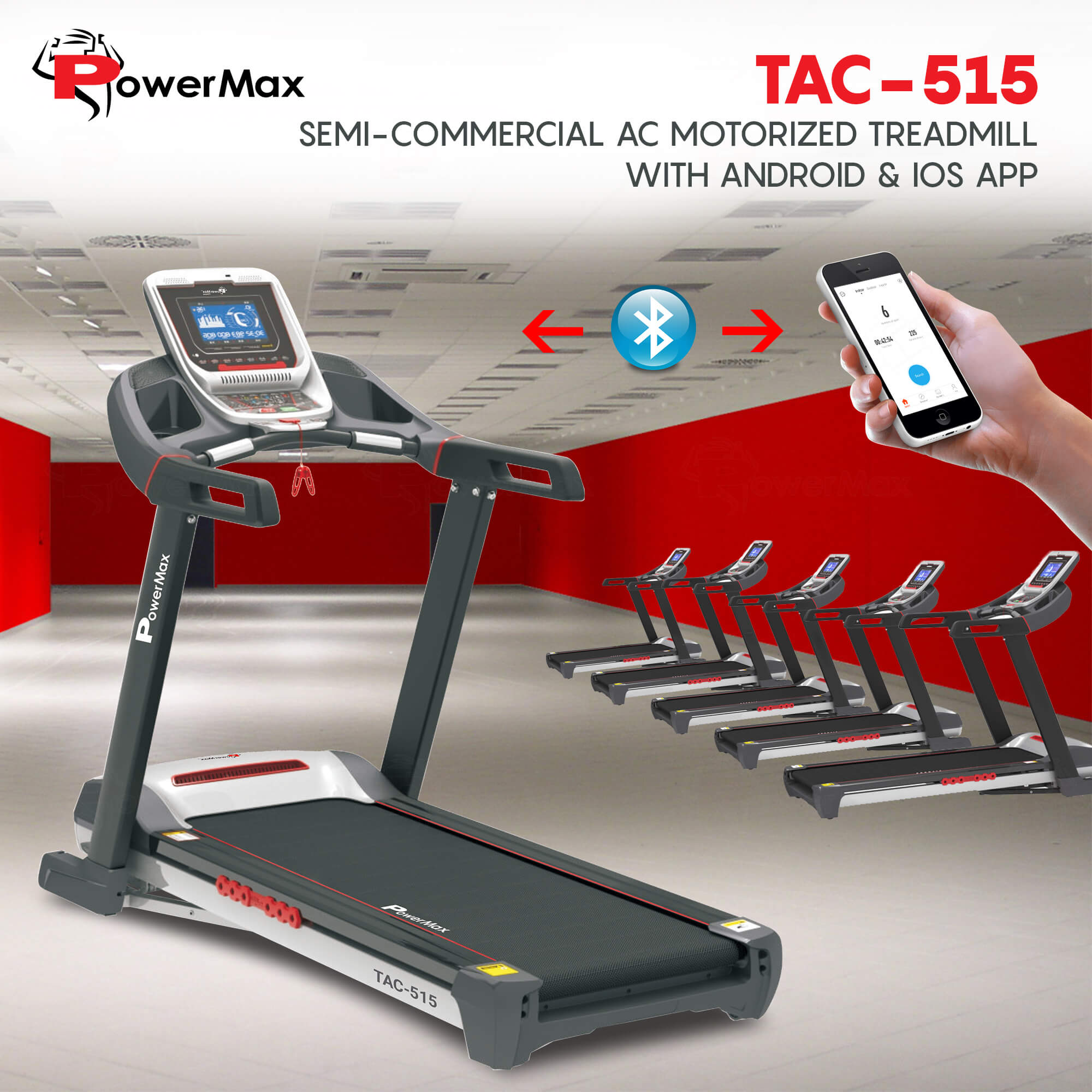 TAC-515 Commercial Motorized AC Treadmill with Android & iOS App