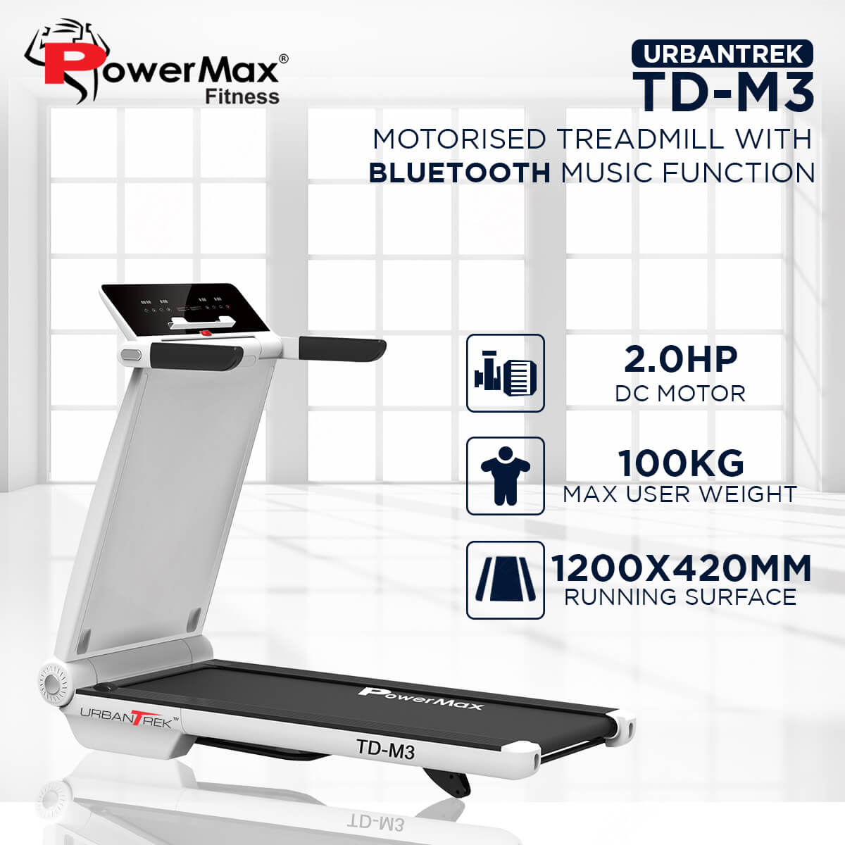 UrbanTrek TD-M3  Motorised Treadmill with Bluetooth Music Function