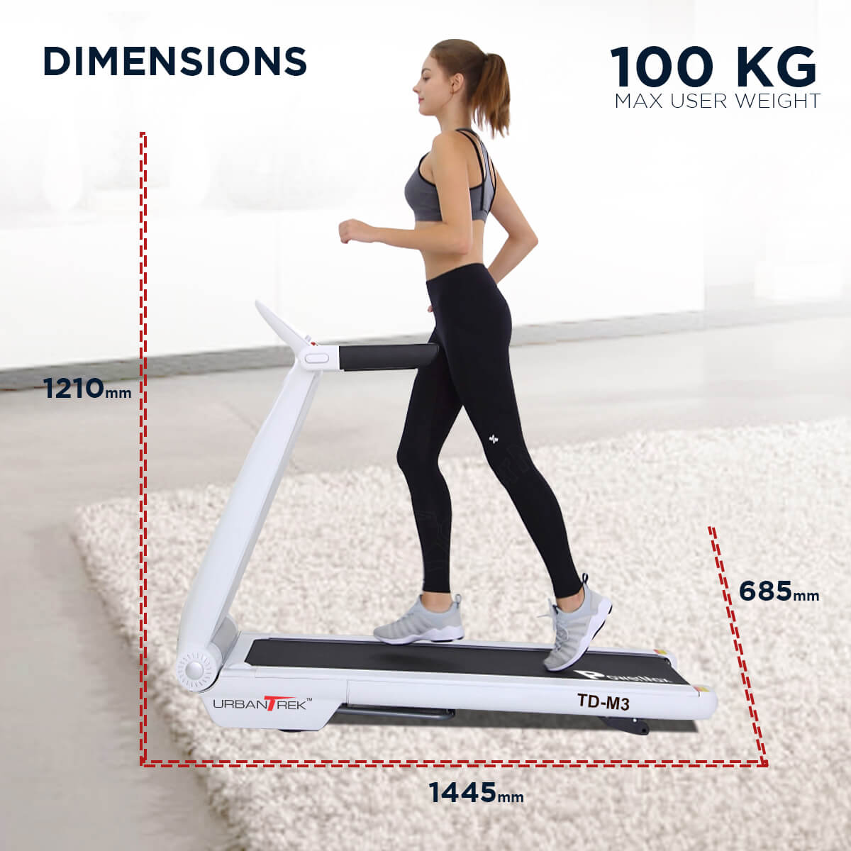 UrbanTrek TD-M3  Motorised Treadmill with Bluetooth Music Function