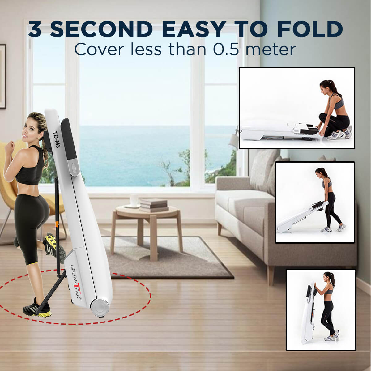 UrbanTrek TD-M3  Motorised Treadmill with Bluetooth Music Function