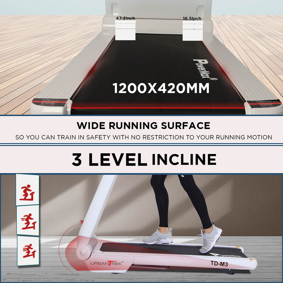 UrbanTrek TD-M3  Motorised Treadmill with Bluetooth Music Function