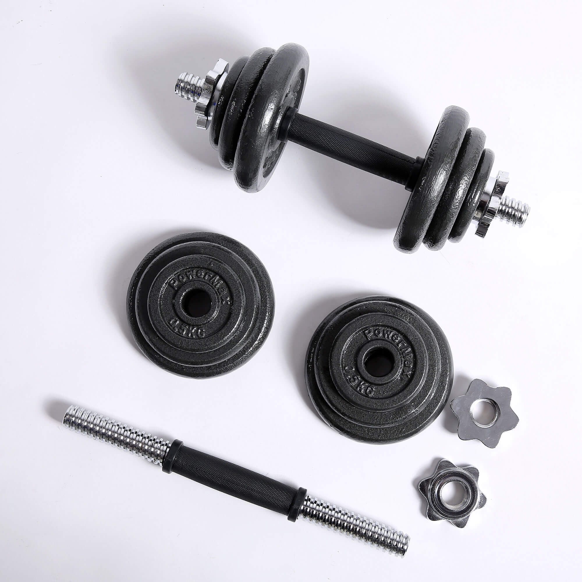 PDS-20Kg Dumbbells Set Metal Plates + Dumbbell Rods Home Gym